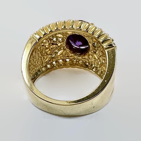 Vintage Amethyst Ring Sterling Silver: Gold Vermeil CZs Ring Band Size Purple - Picture 5 of 8